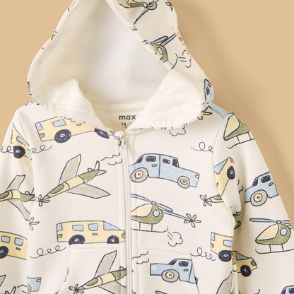 Transport Print Zip Through Hoodie
