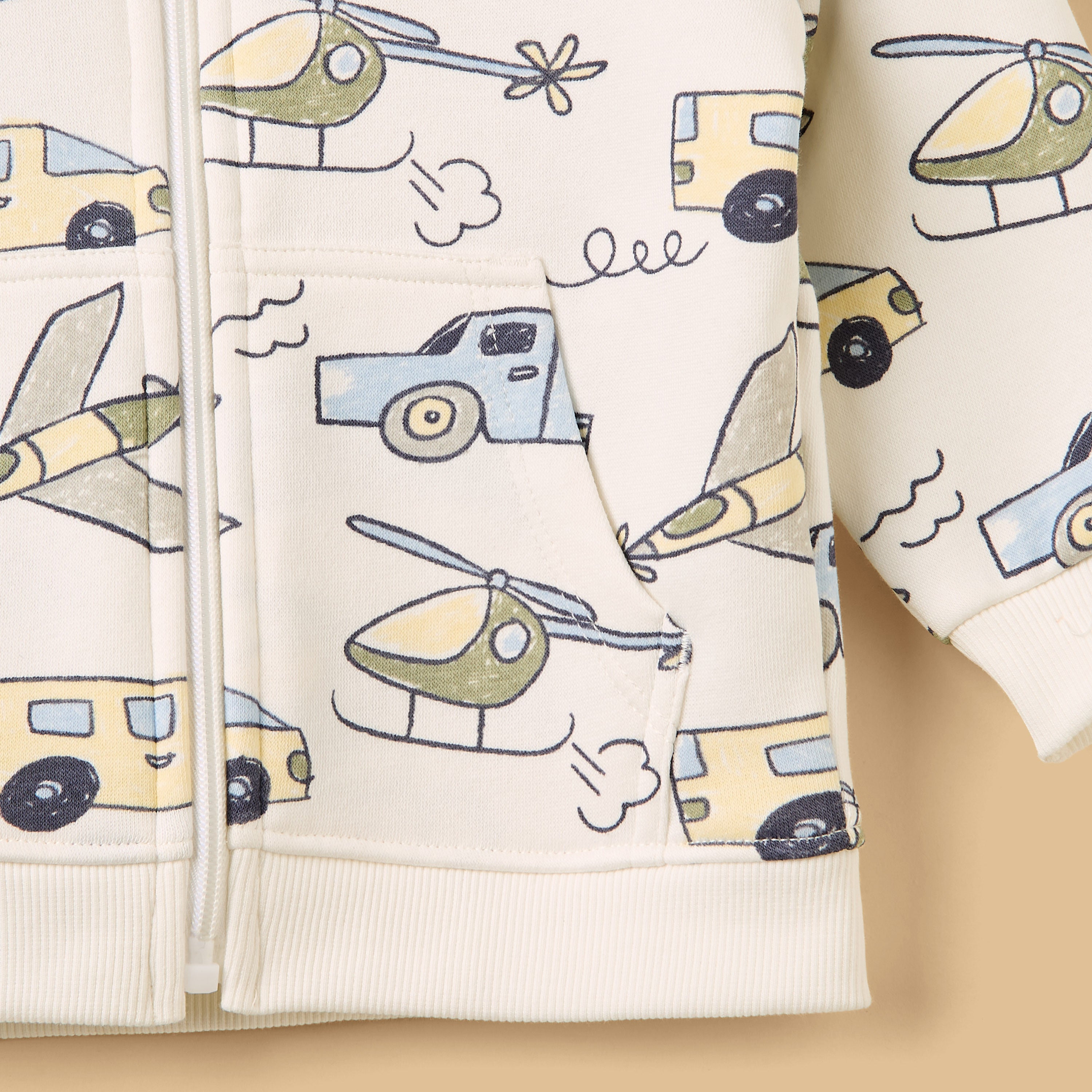 Transport Print Zip Through Hoodie
