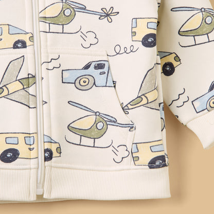 Transport Print Zip Through Hoodie