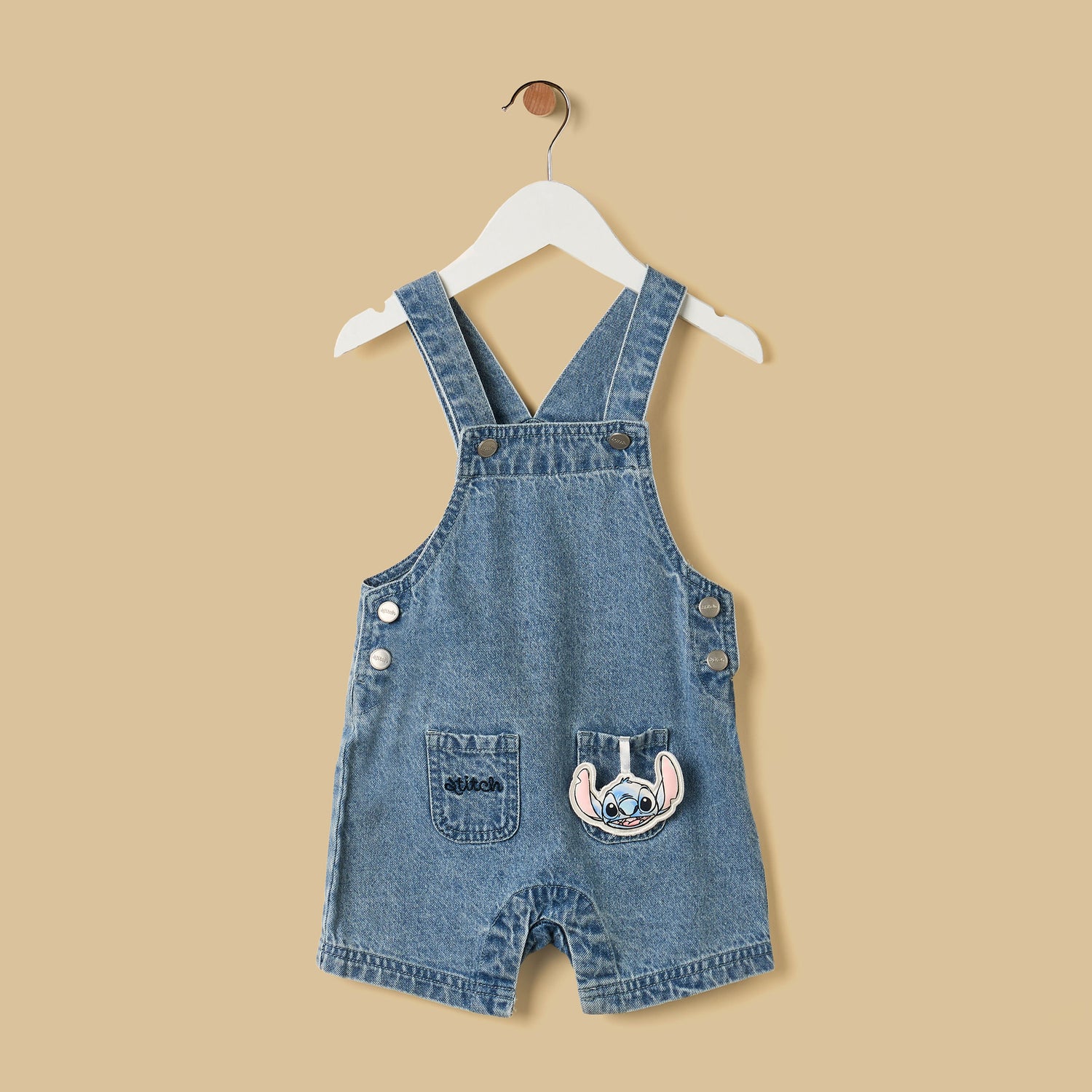 Stitch Embroidered Denim Dungaree with T-shirt