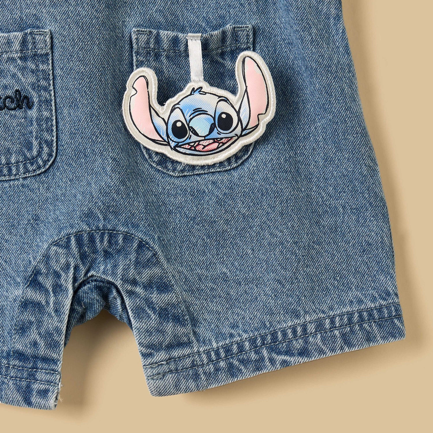 Stitch Embroidered Denim Dungaree with T-shirt