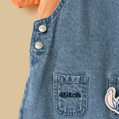 Stitch Embroidered Denim Dungaree with T-shirt