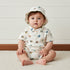Mickey Mouse and Friends Print Cotton Romper and Cap - Cream / 12-18 mths