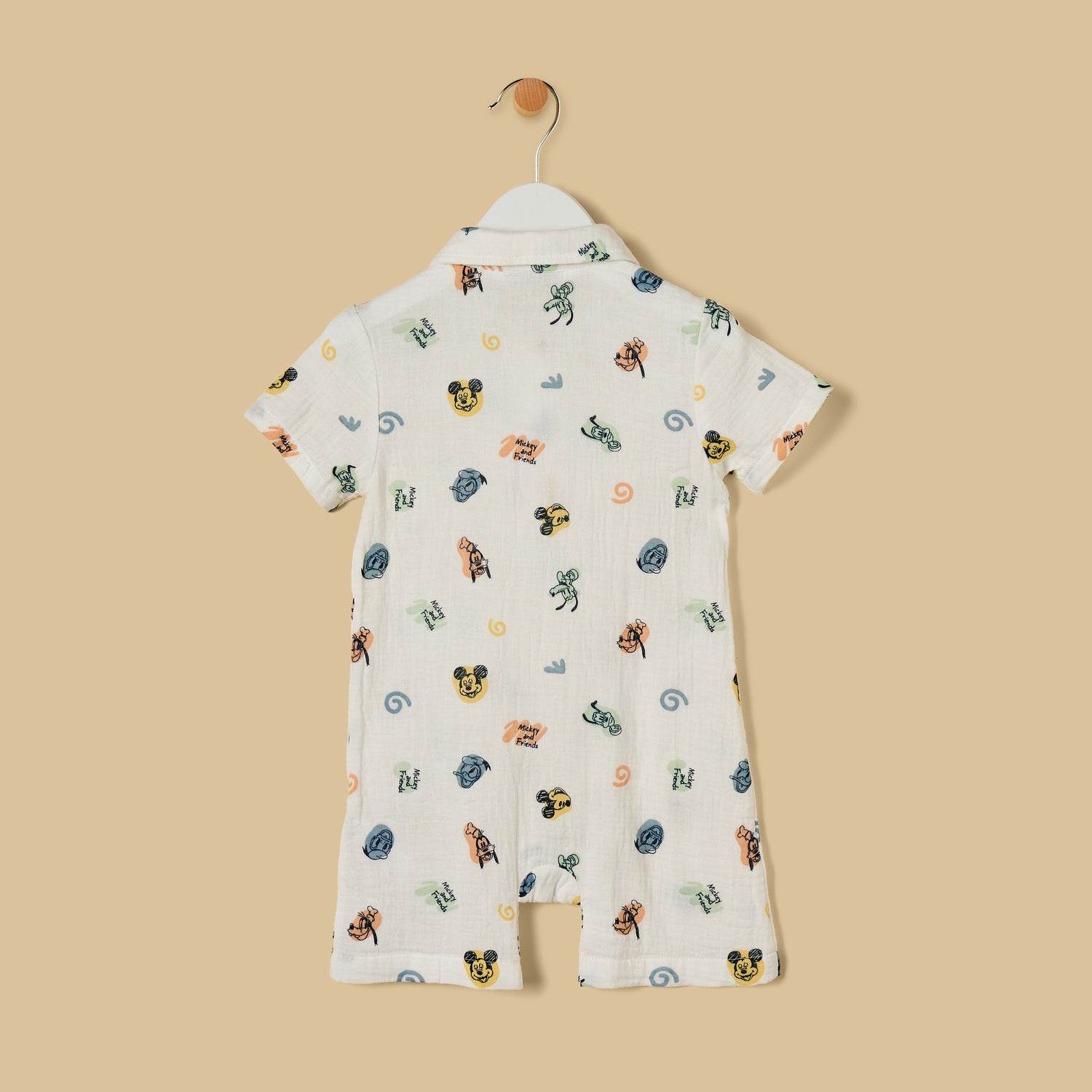 Mickey Mouse and Friends Print Cotton Romper and Cap