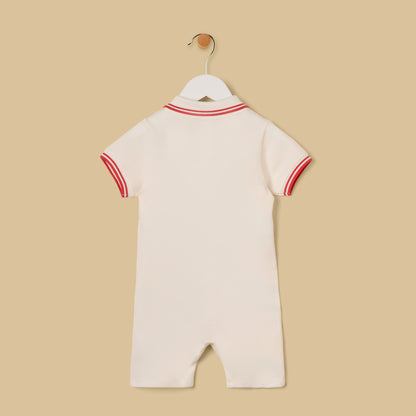 Winnie the Pooh Print Striped Cotton Romper with Hat