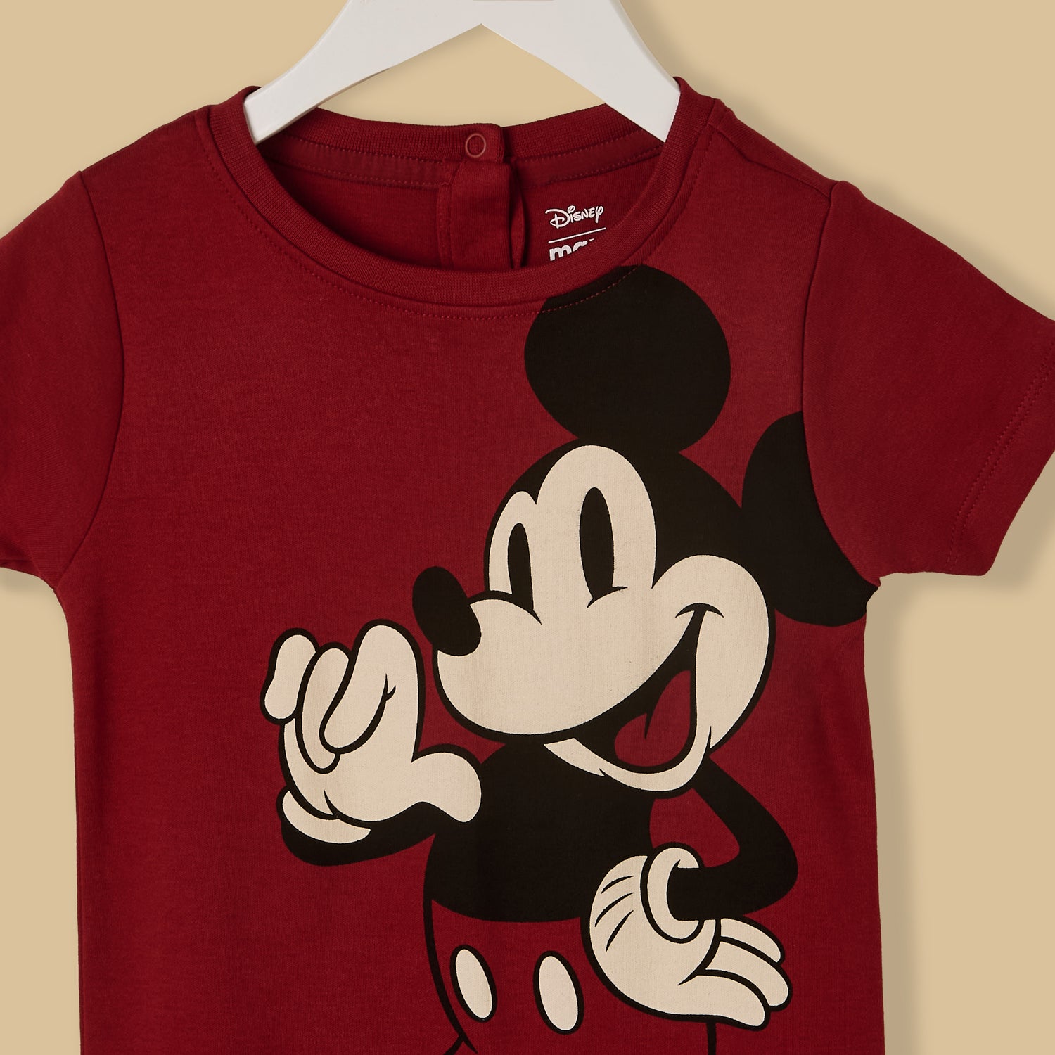 Mickey Mouse Print Cotton Romper with Cap