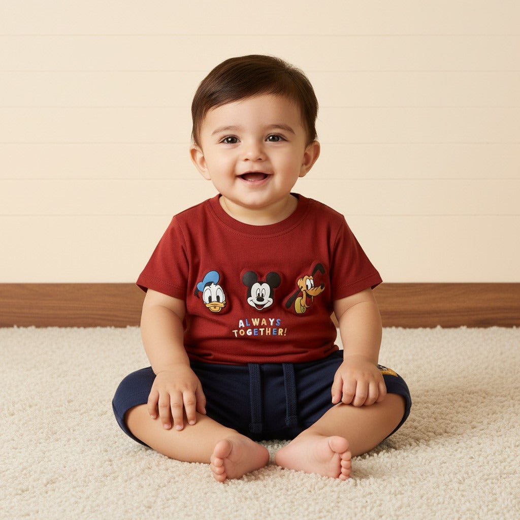 Mickey and Friends 3D Applique Cotton T-shirt and Shorts Set