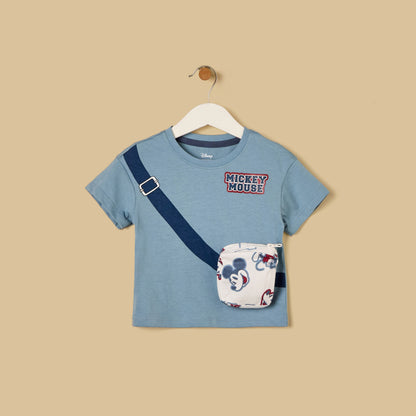 Mickey Mouse 3D Bag Accent Cotton T-shirt and Shorts Set
