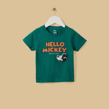 Mickey Mouse Print Cotton T-shirt and Shorts Set