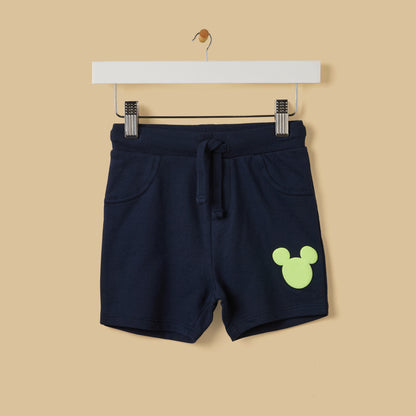 Mickey Mouse Print Cotton T-shirt and Shorts Set