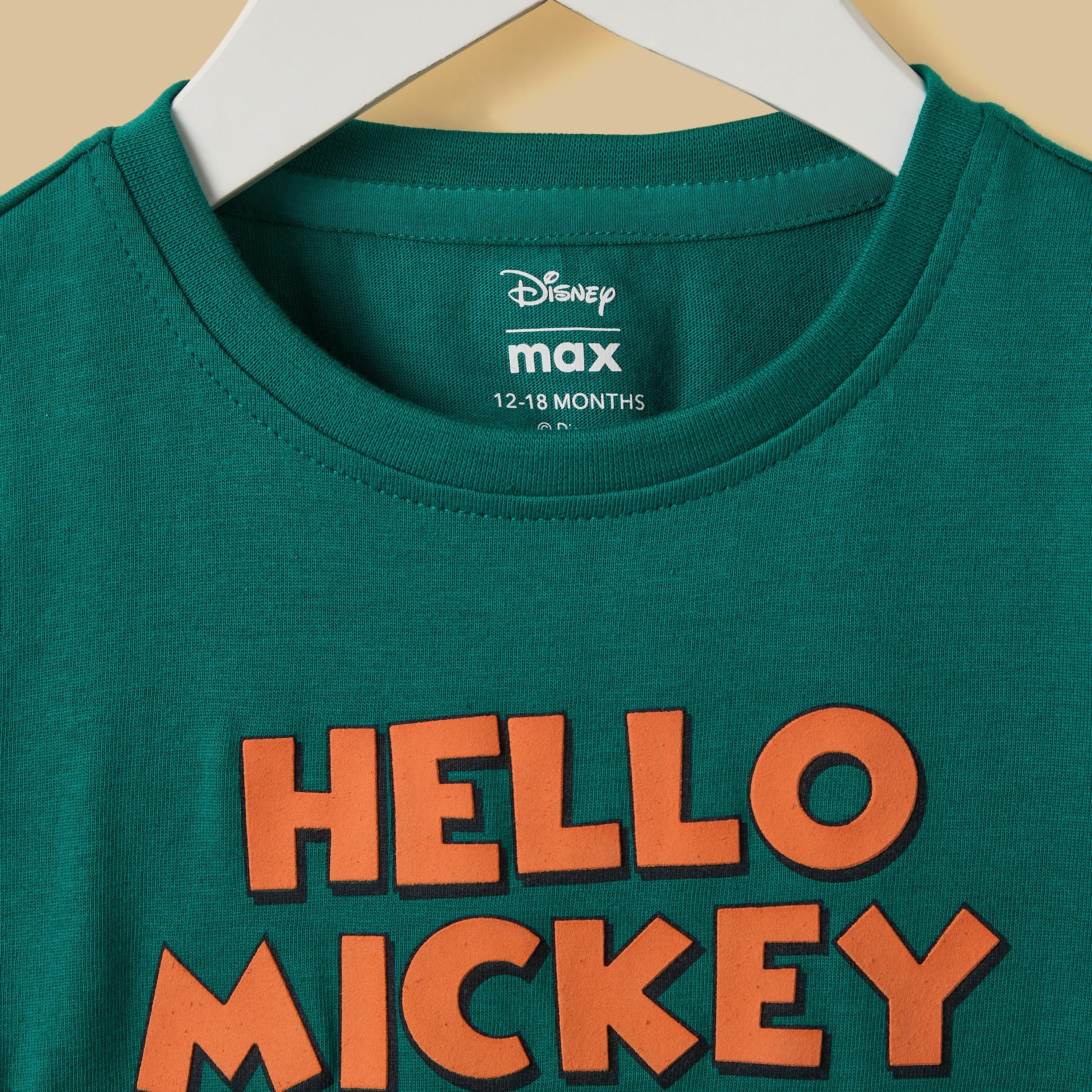 Mickey Mouse Print Cotton T-shirt and Shorts Set