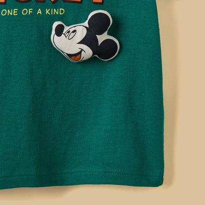 Mickey Mouse Print Cotton T-shirt and Shorts Set