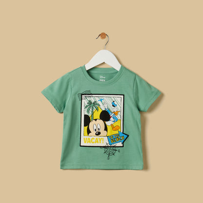 Mickey Mouse and Donald Duck Print Cotton T-shirt and Shorts Set