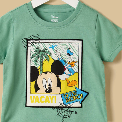 Mickey Mouse and Donald Duck Print Cotton T-shirt and Shorts Set