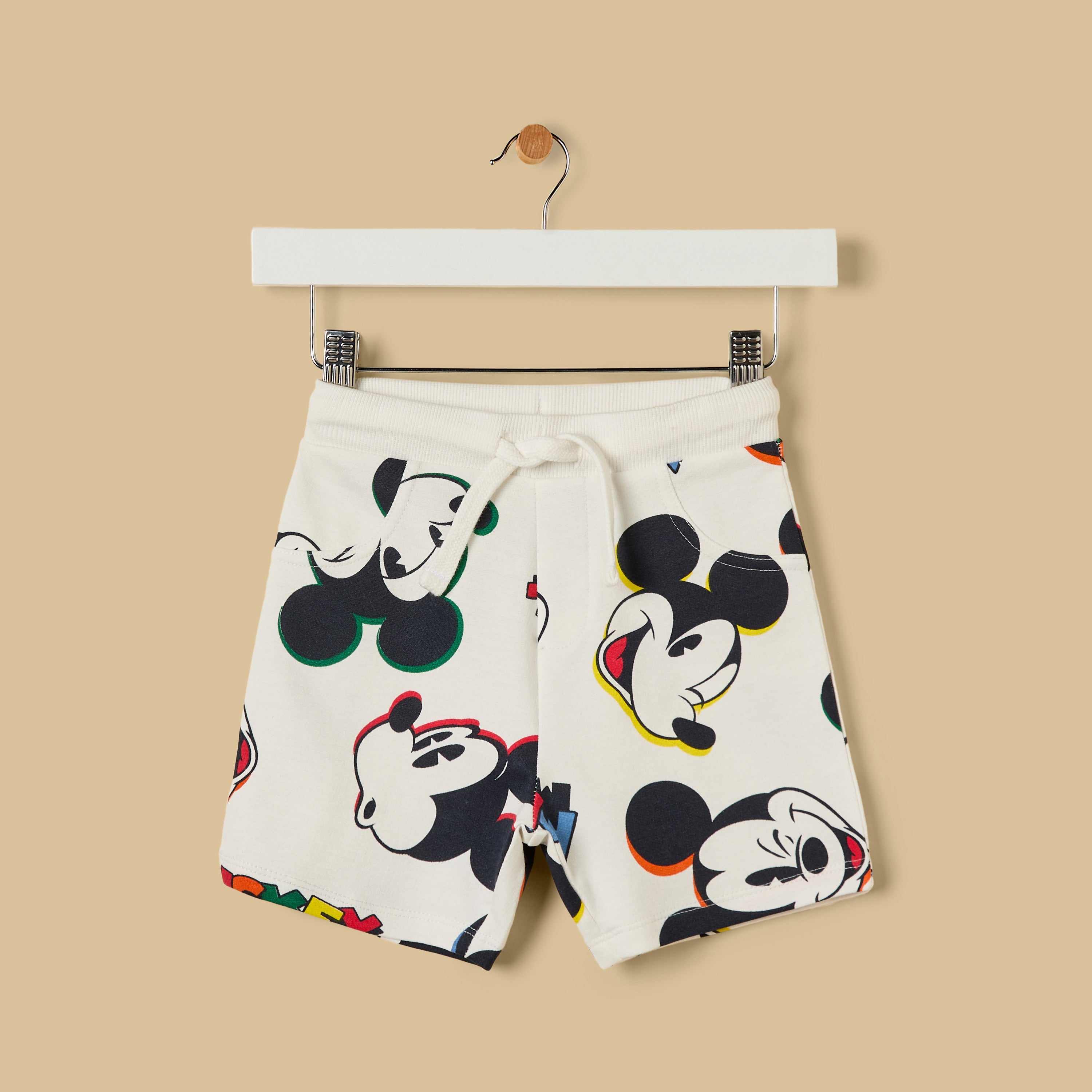 Mickey Mouse Print Cotton T-shirt and Shorts Set