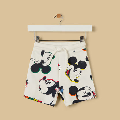 Mickey Mouse Print Cotton T-shirt and Shorts Set