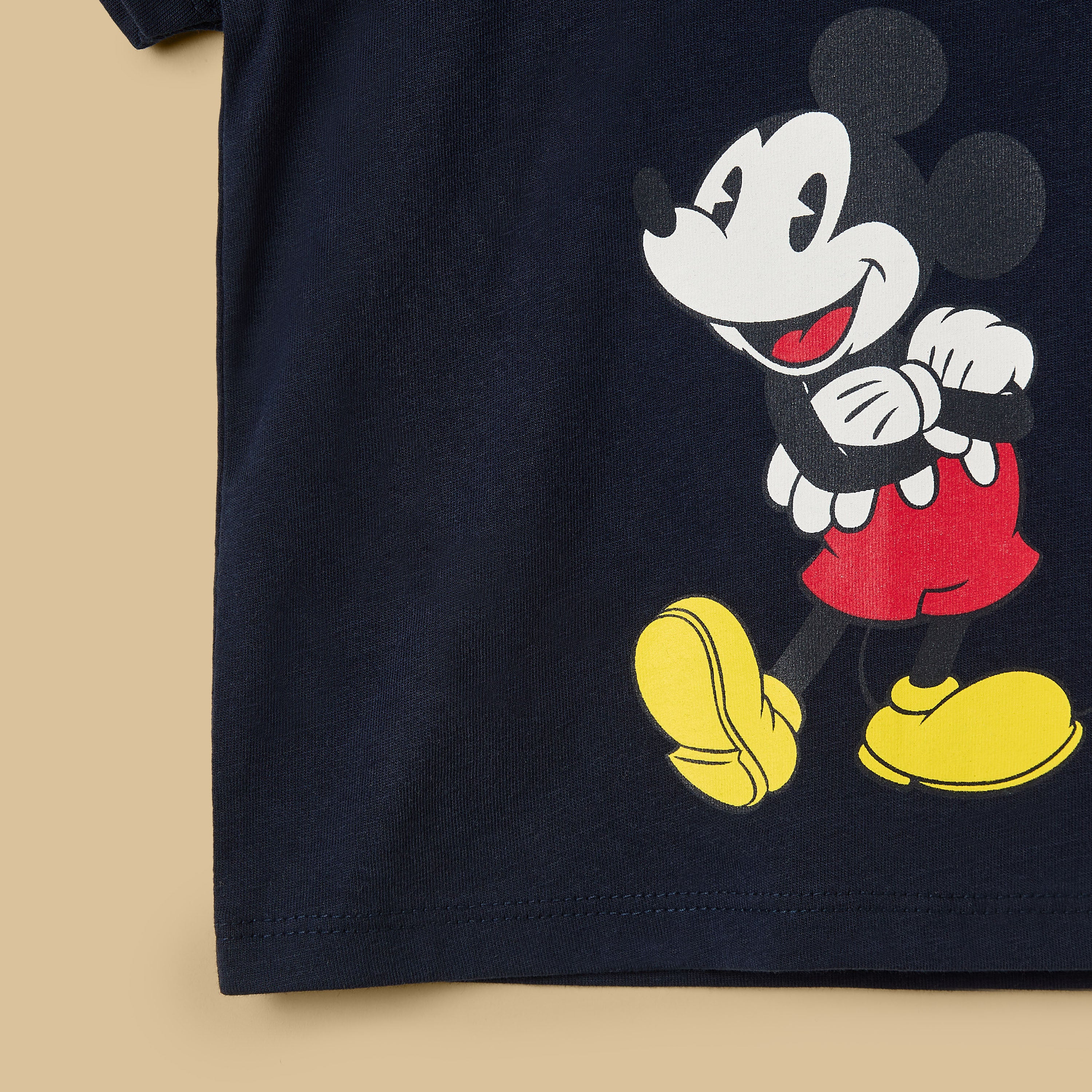 Mickey Mouse Print Cotton T-shirt and Shorts Set