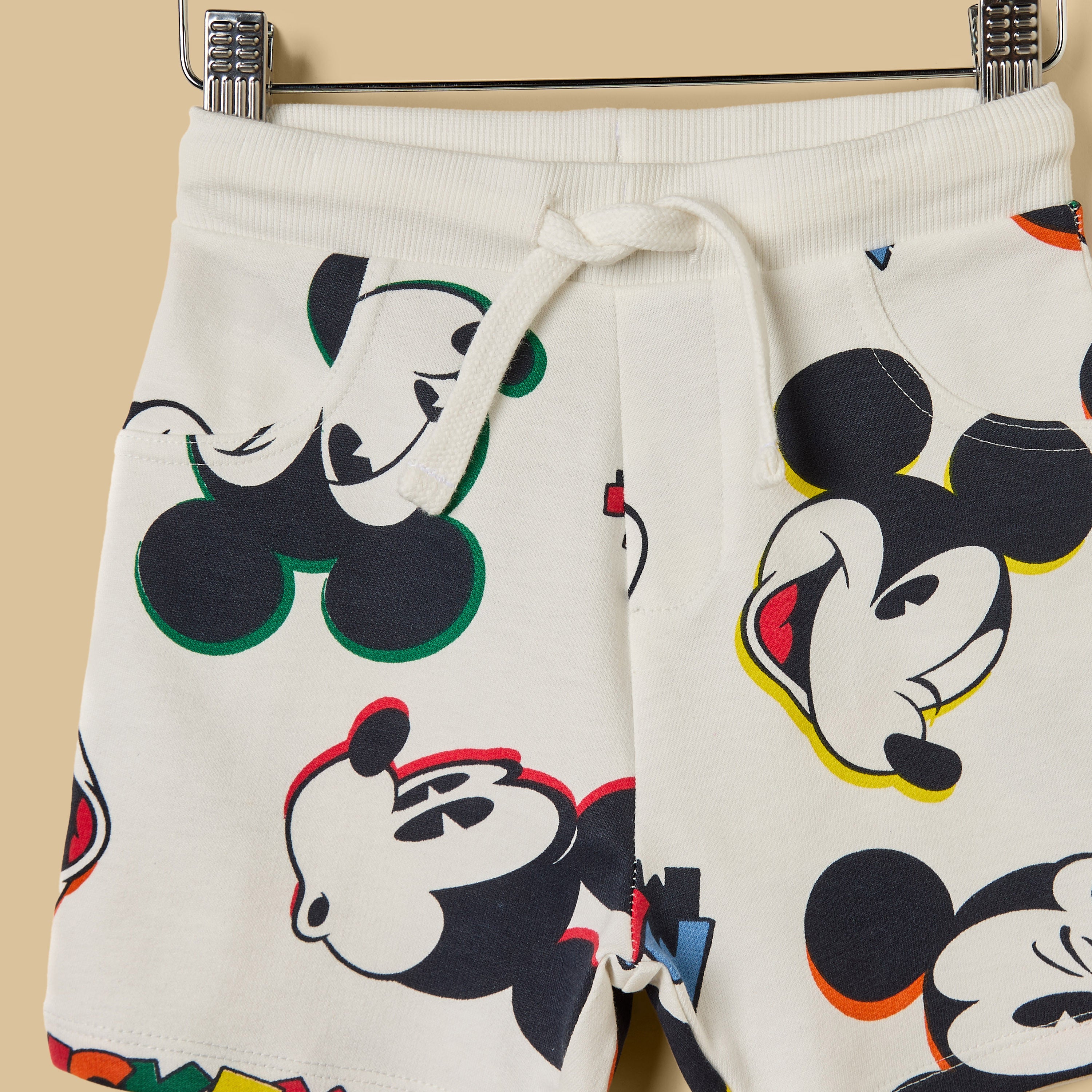 Mickey Mouse Print Cotton T-shirt and Shorts Set