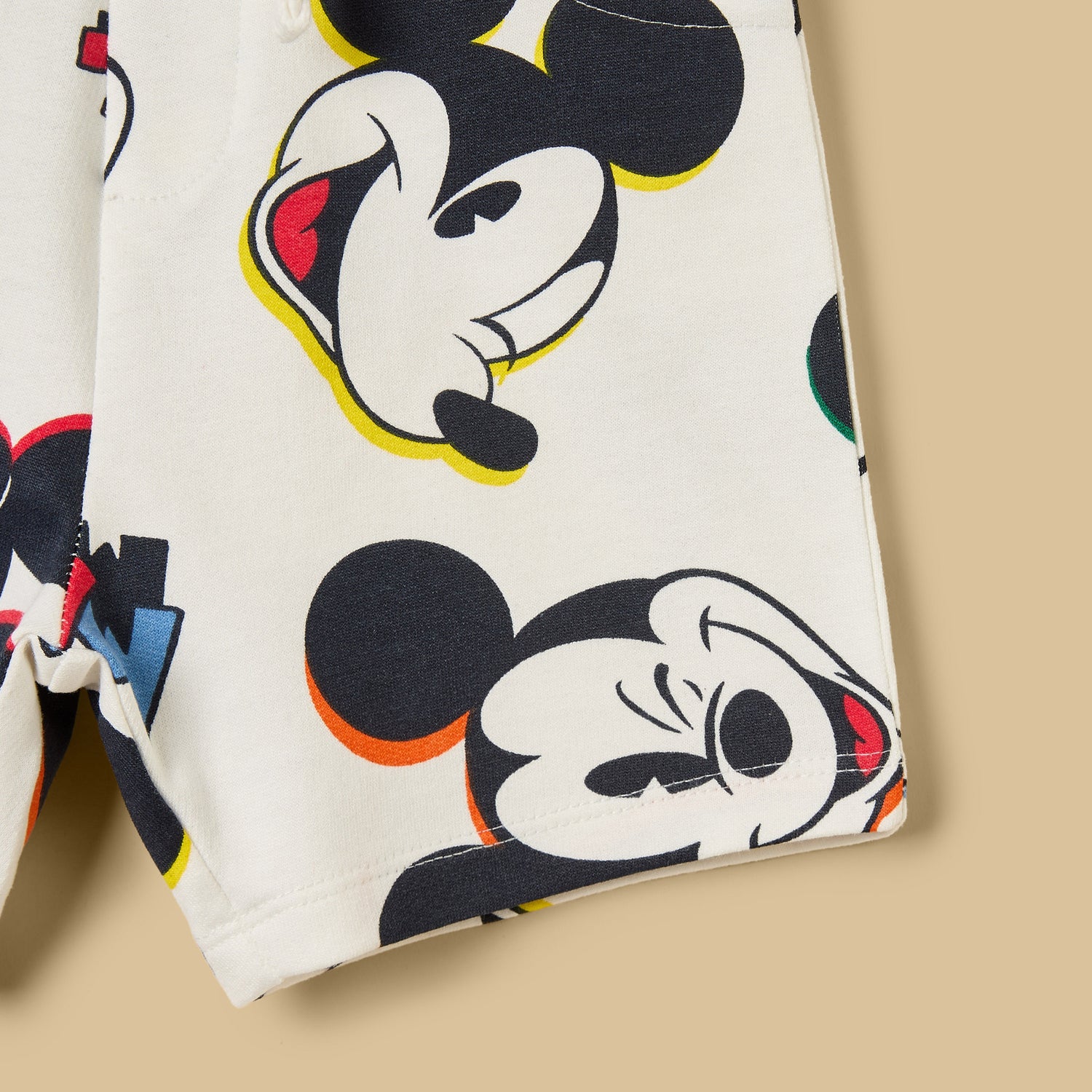 Mickey Mouse Print Cotton T-shirt and Shorts Set
