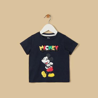 Mickey Mouse Print Cotton T-shirt and Shorts Set