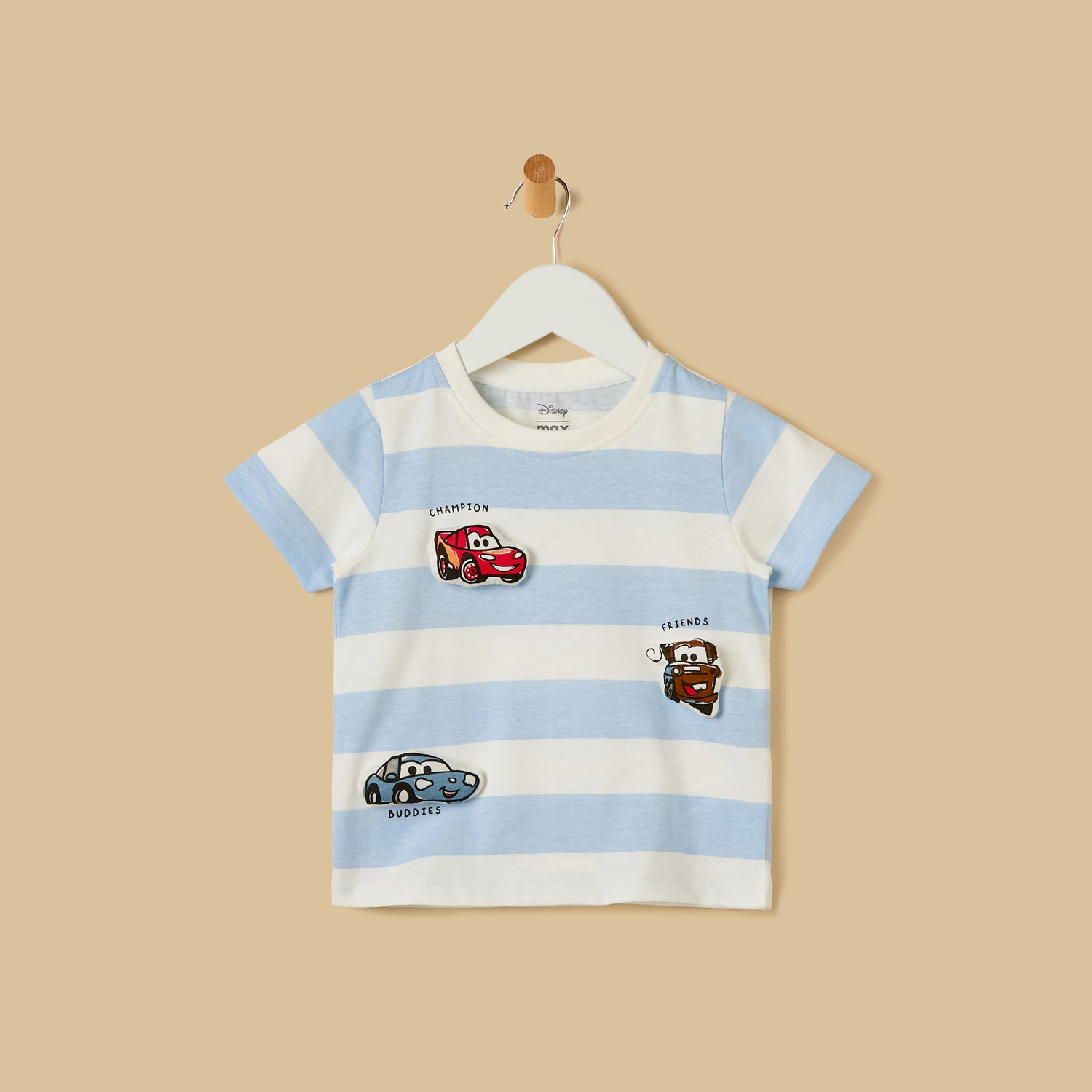 Cars Print Striped Cotton T-shirt and Shorts Set