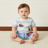 Cars Print Striped Cotton T-shirt and Shorts Set - Blue / 12-18 mths