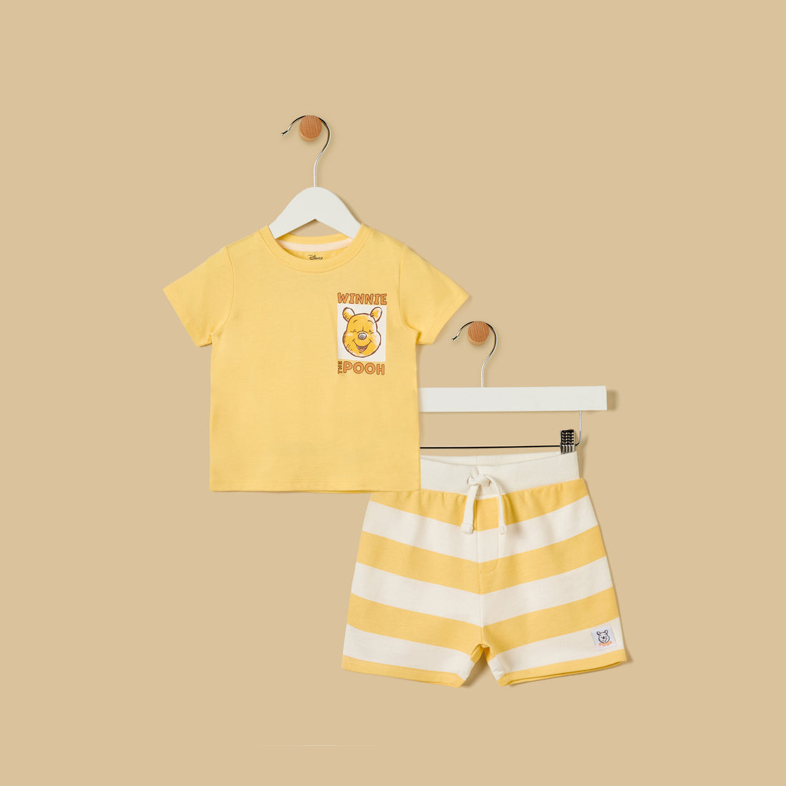 Winnie the Pooh Print Cotton T-shirt and Shorts Set
