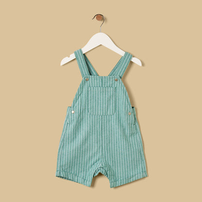 Striped Cotton Dungaree and T-shirt Set