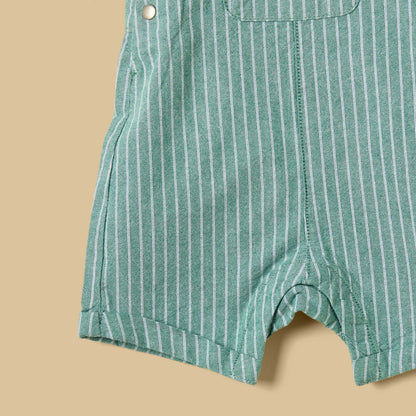 Striped Cotton Dungaree and T-shirt Set