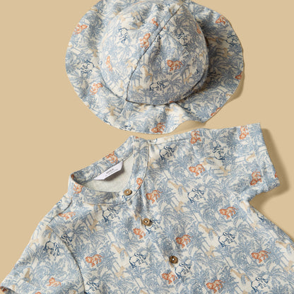 Safari Print Shirt with Shorts and Hat
