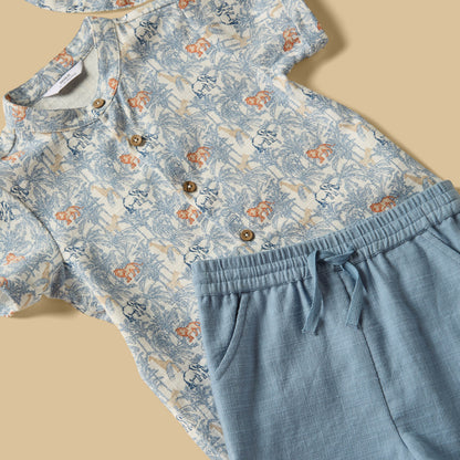 Safari Print Shirt with Shorts and Hat