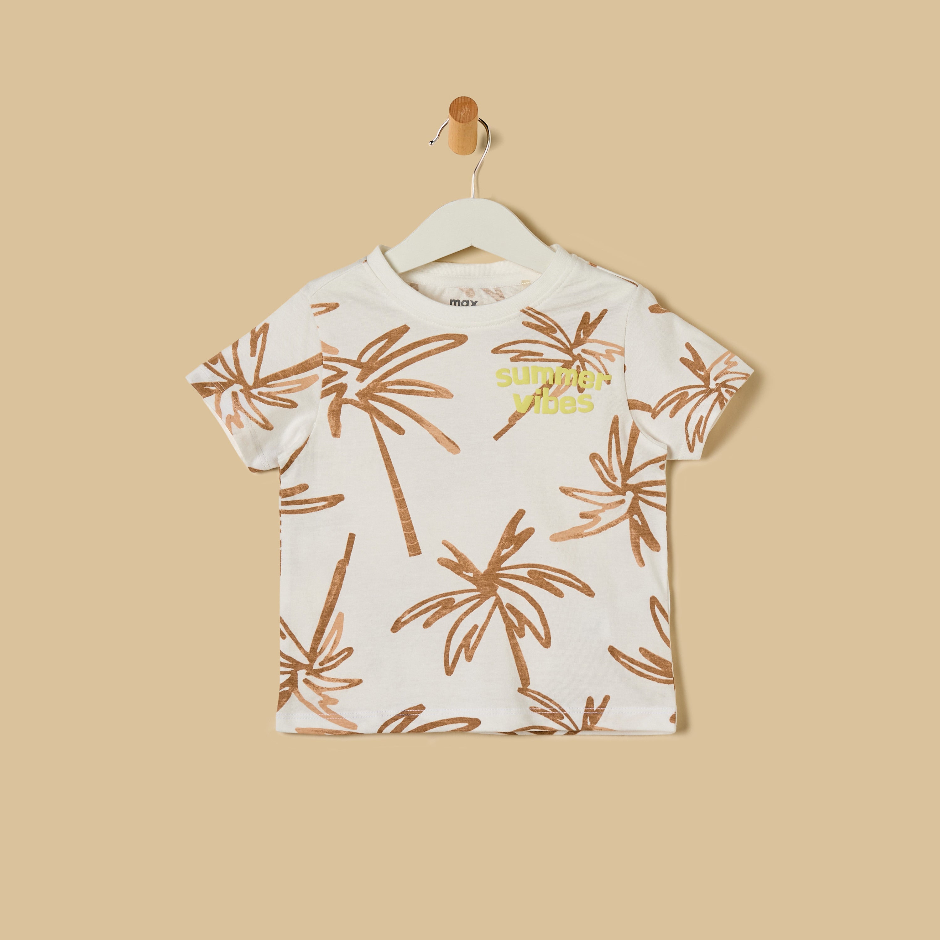 Palm Print Cotton T-shirt and Shorts Set
