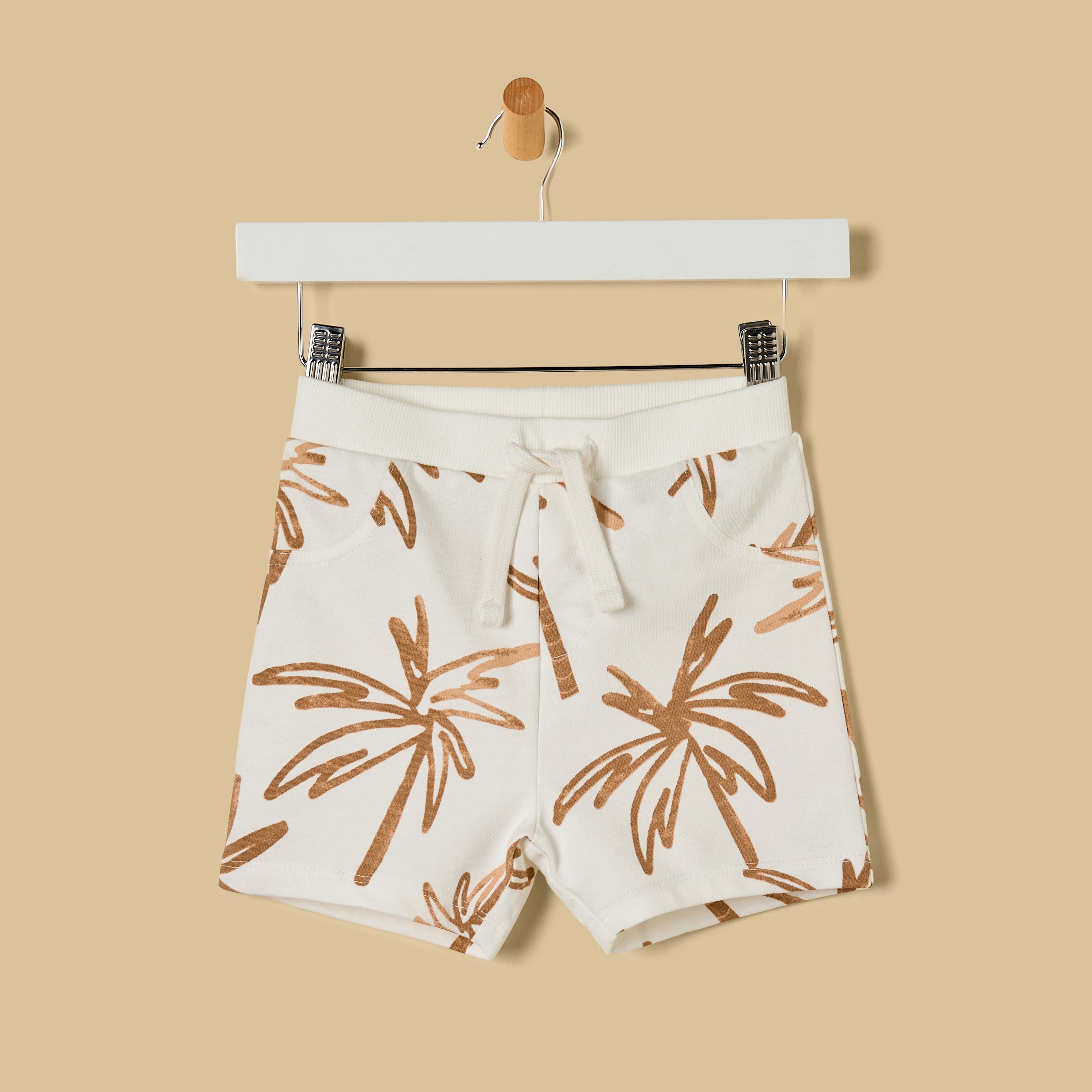 Palm Print Cotton T-shirt and Shorts Set