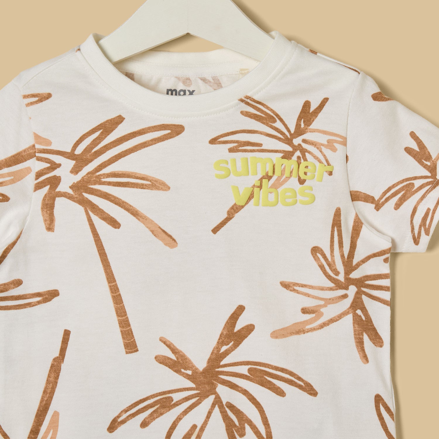 Palm Print Cotton T-shirt and Shorts Set
