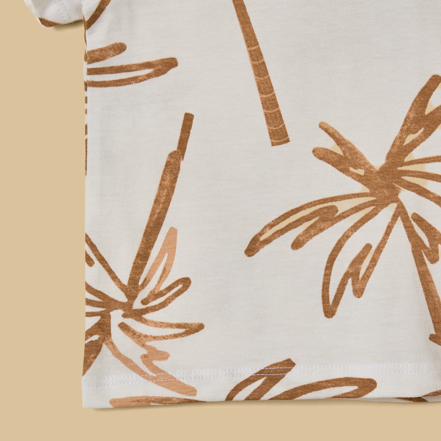 Palm Print Cotton T-shirt and Shorts Set