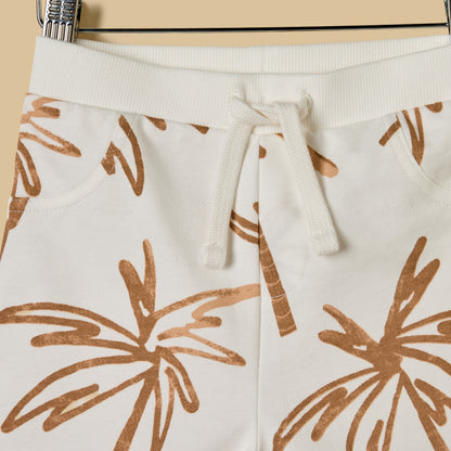 Palm Print Cotton T-shirt and Shorts Set
