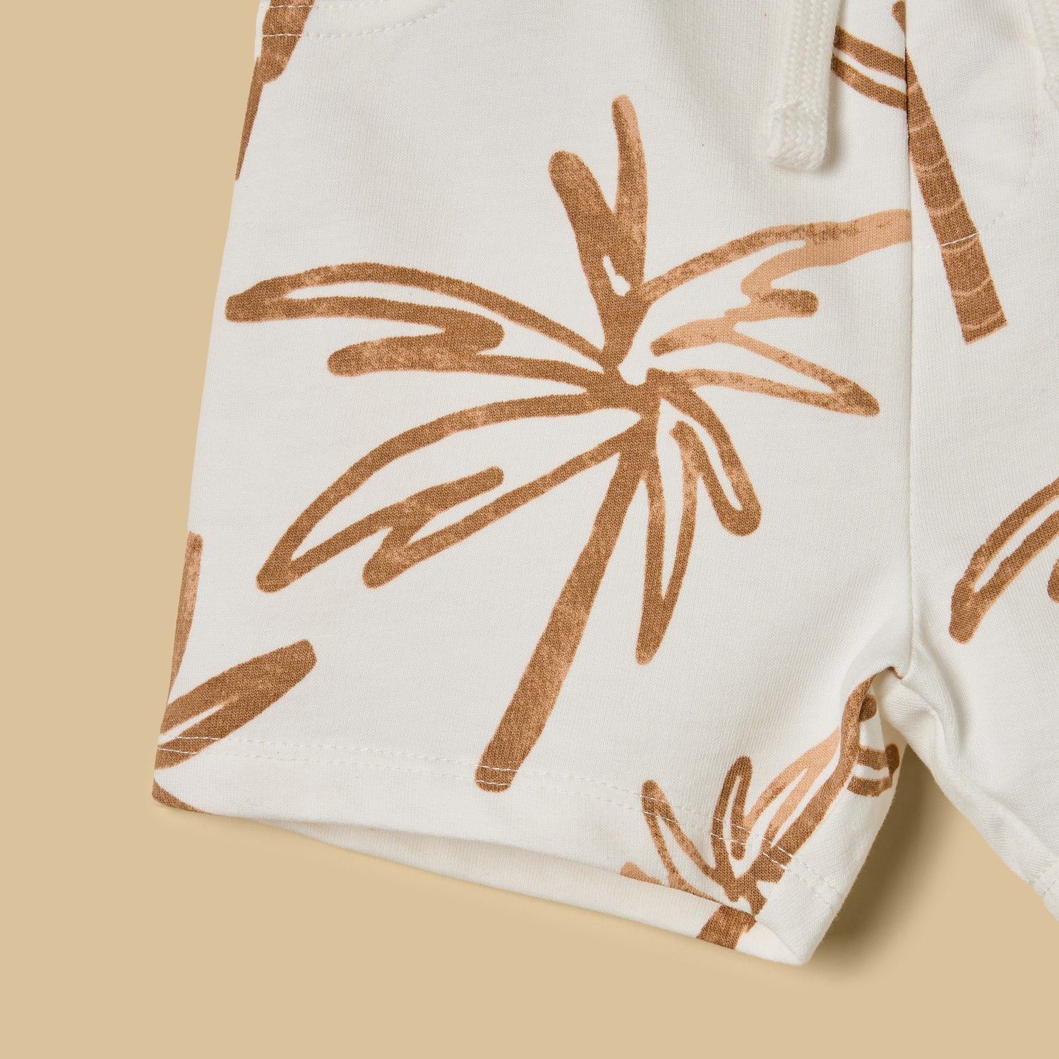 Palm Print Cotton T-shirt and Shorts Set