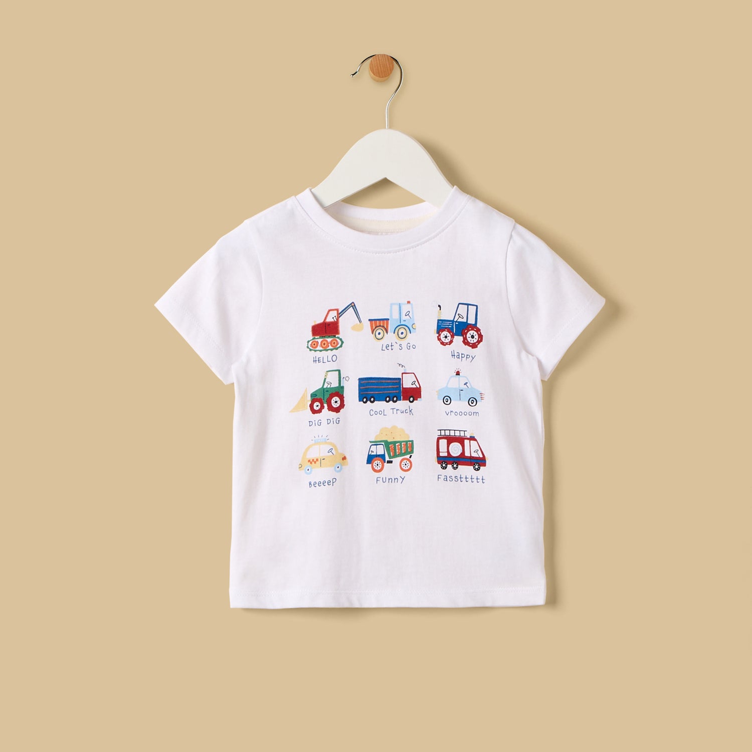 Vehicle Print Cotton T-shirt and Shorts Set