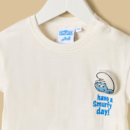 Smurfs Print Cotton T-shirt and Shorts Set