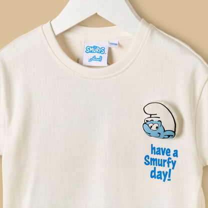Smurfs Print Cotton T-shirt and Shorts Set