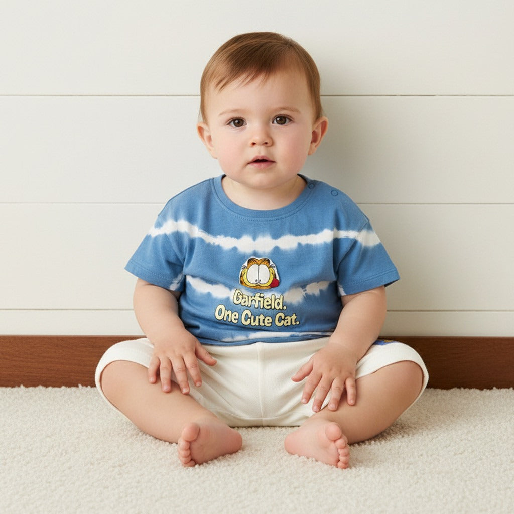 Garfield Print Cotton T-shirt and Shorts Set - Multicolour / 12-18 mths
