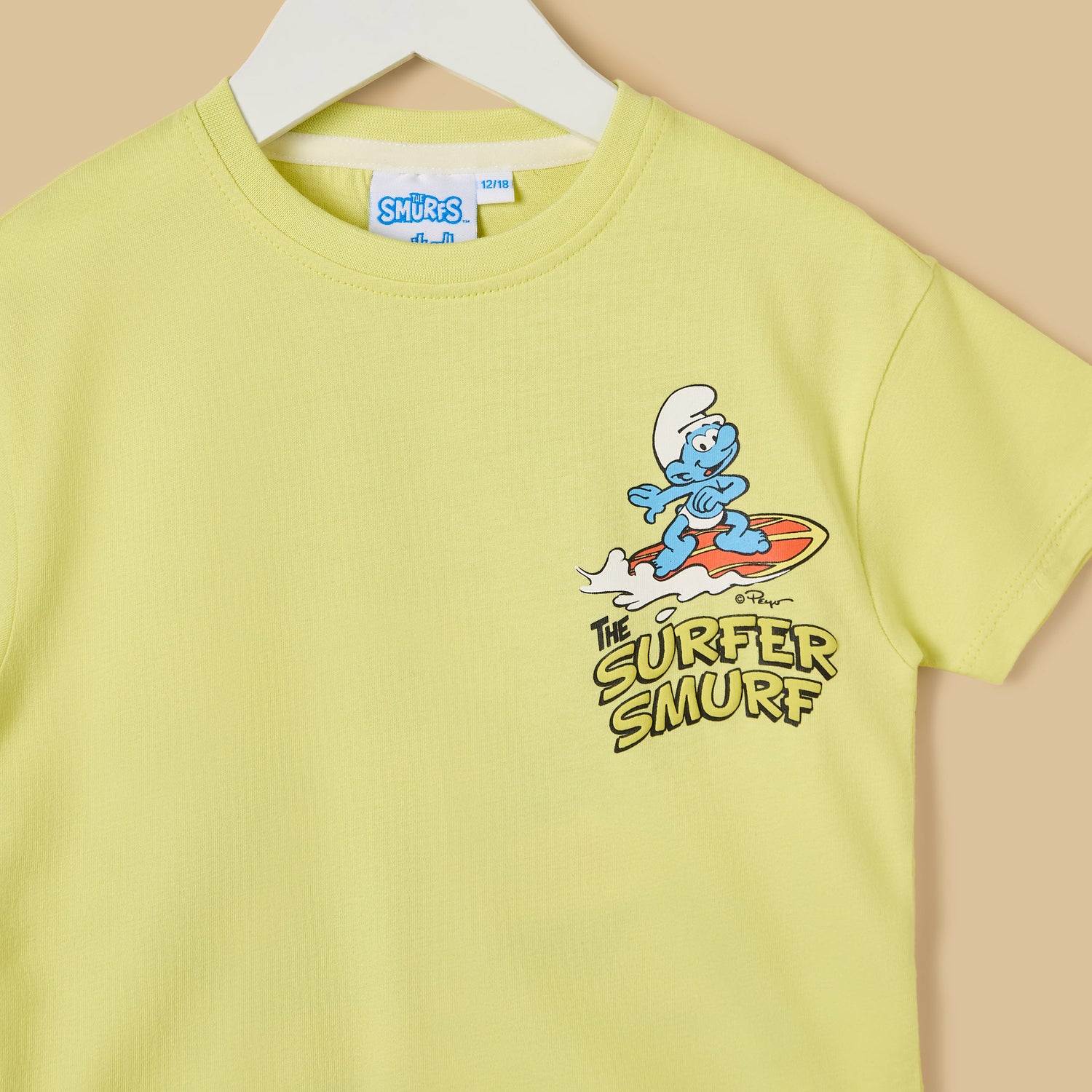 Smurfs Print Cotton T-shirt and Shorts Set - Green / 12-18 mths