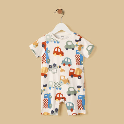 Pack of 2 - Vehicle Print Cotton Romper