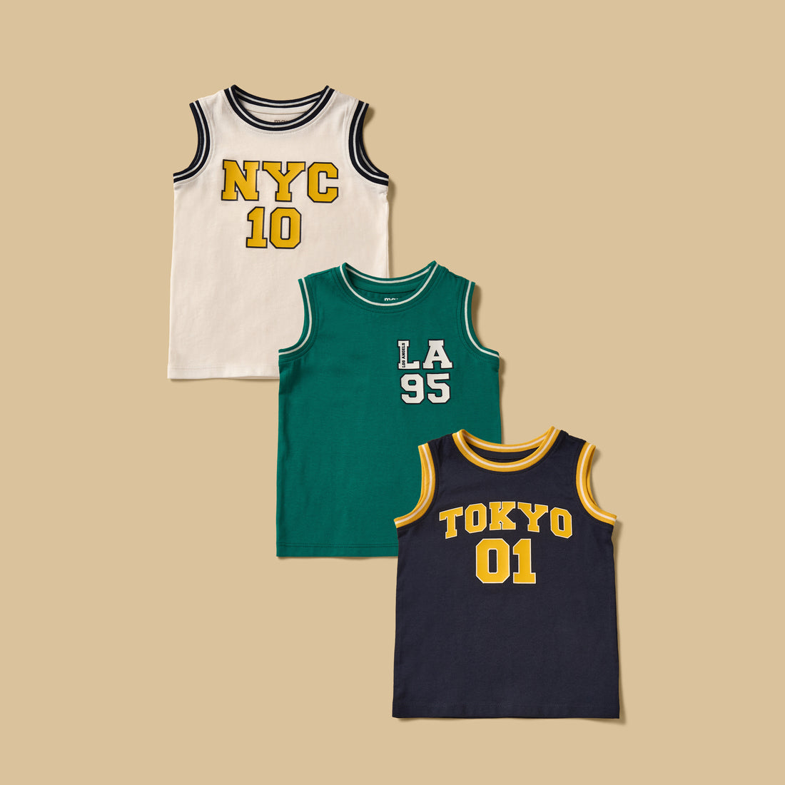 Pack of 3 - Varsity Print Sleeveless T-shirt - Multicolour / 12-18 mths
