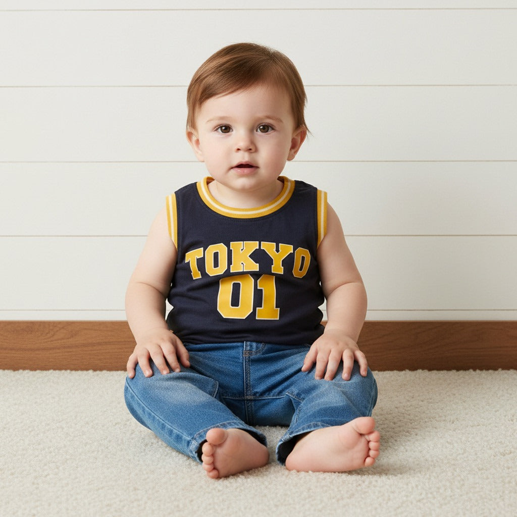 Pack of 3 - Varsity Print Sleeveless T-shirt