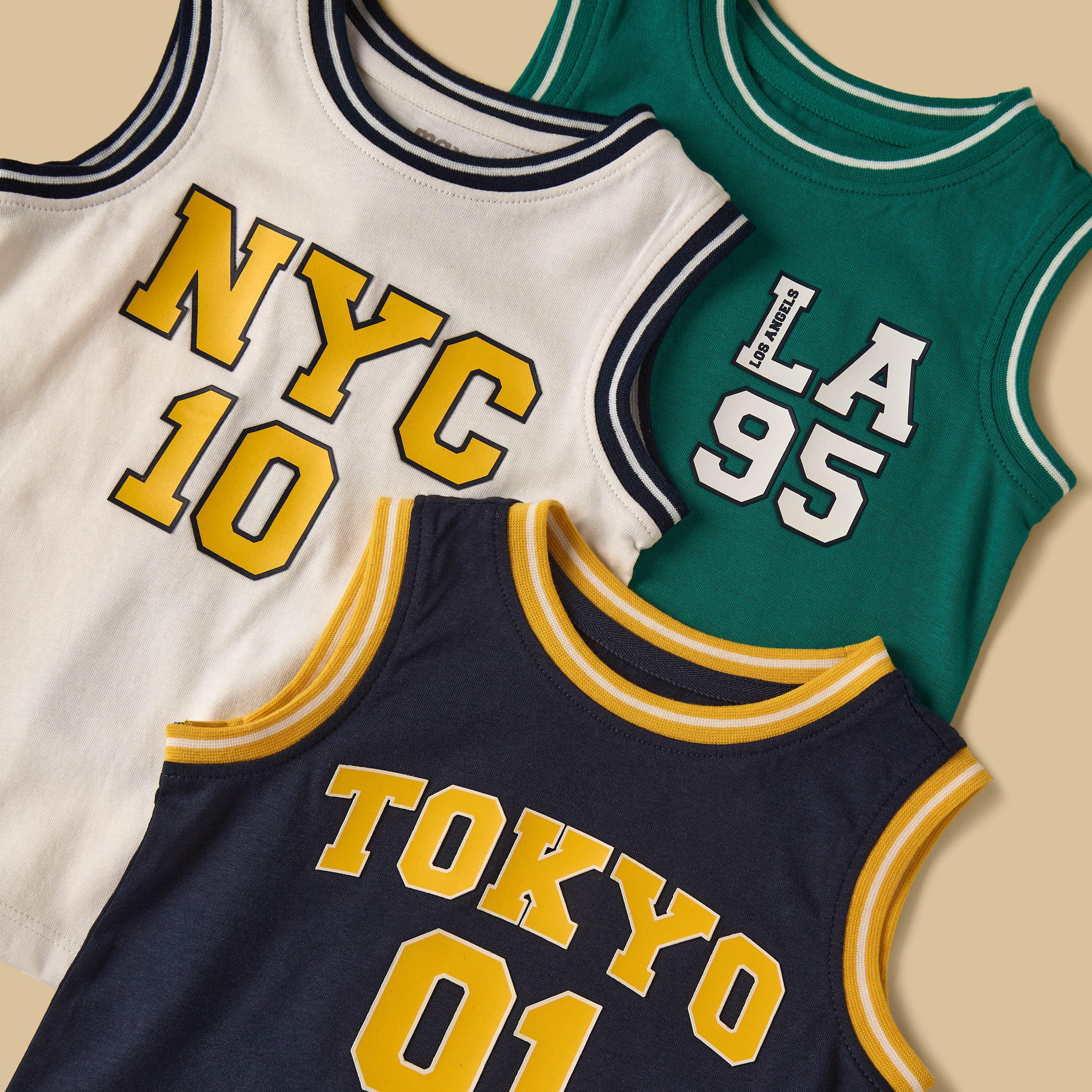 Pack of 3 - Varsity Print Sleeveless T-shirt