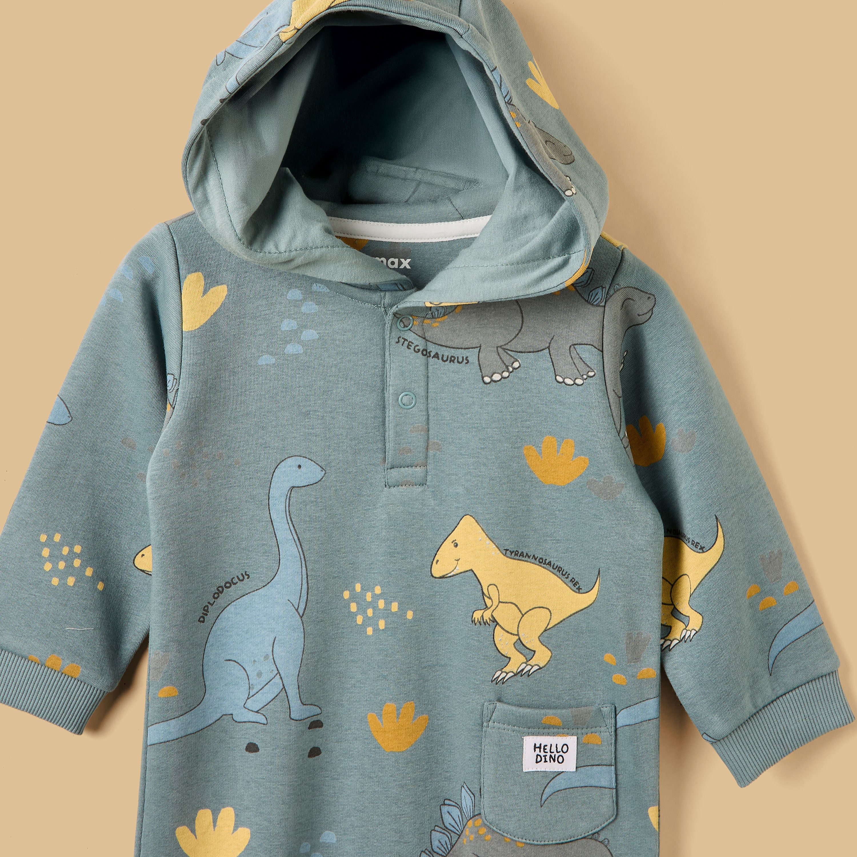 Dinosaur Print Hooded Romper