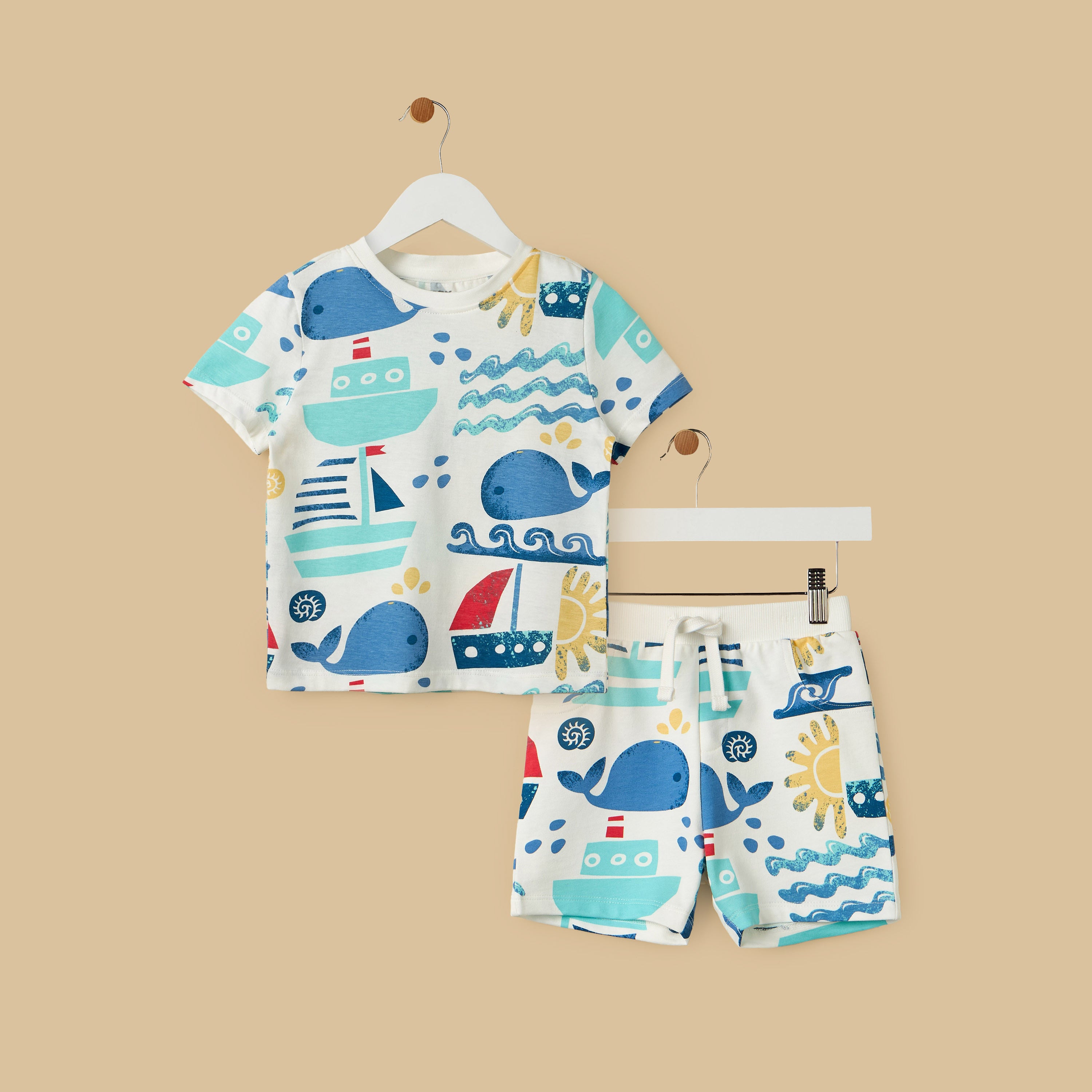 Printed Cotton T-shirt and Shorts Set