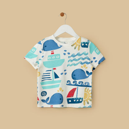 Printed Cotton T-shirt and Shorts Set