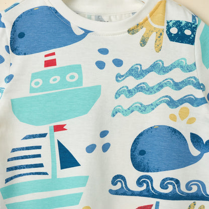 Printed Cotton T-shirt and Shorts Set
